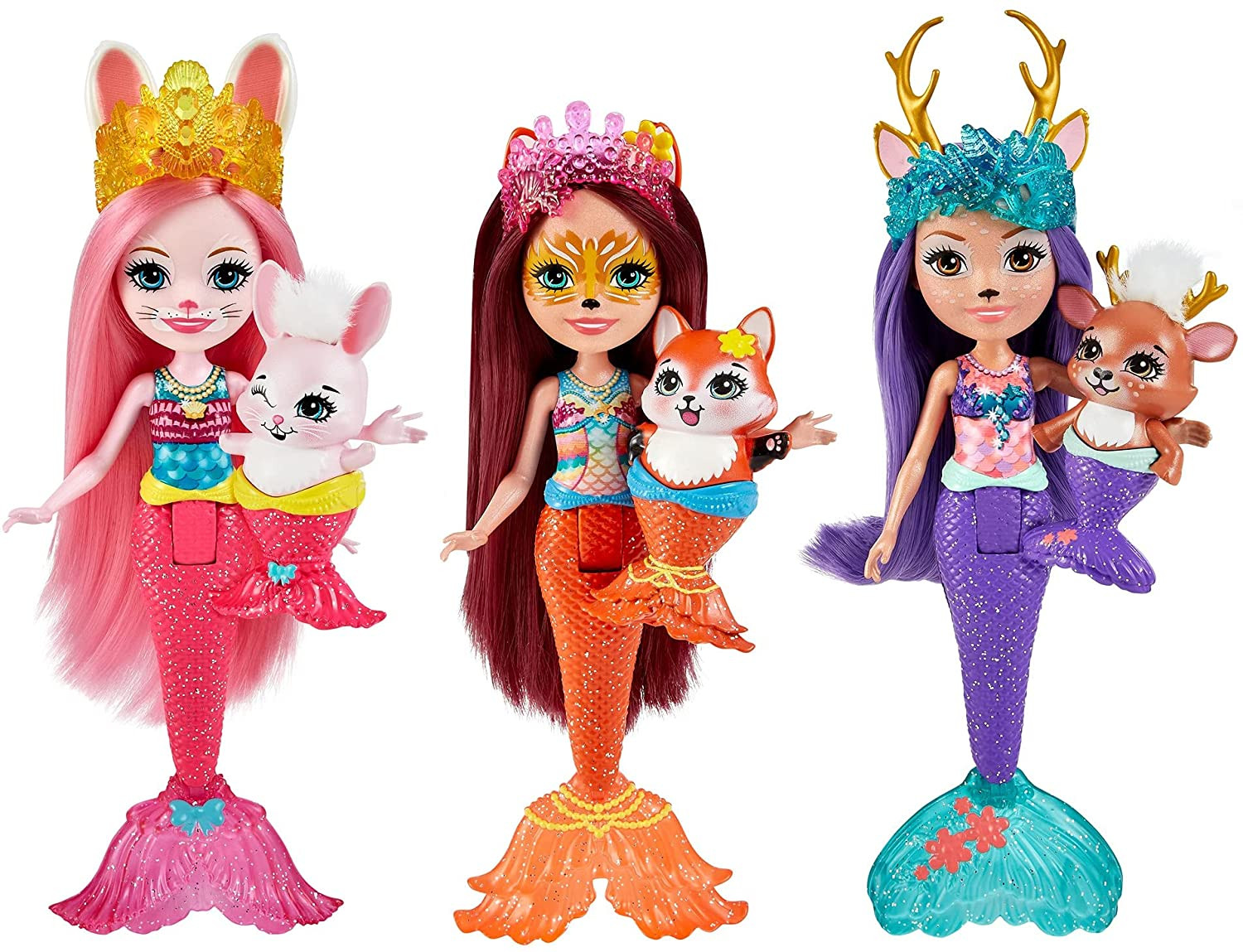 На 3 куколки больше. Энчантималс куклы Роял. Куклы Маттел Энчантималс. Enchantimals Ocean Kingdom куклы. Энчантималс куклы русалки.